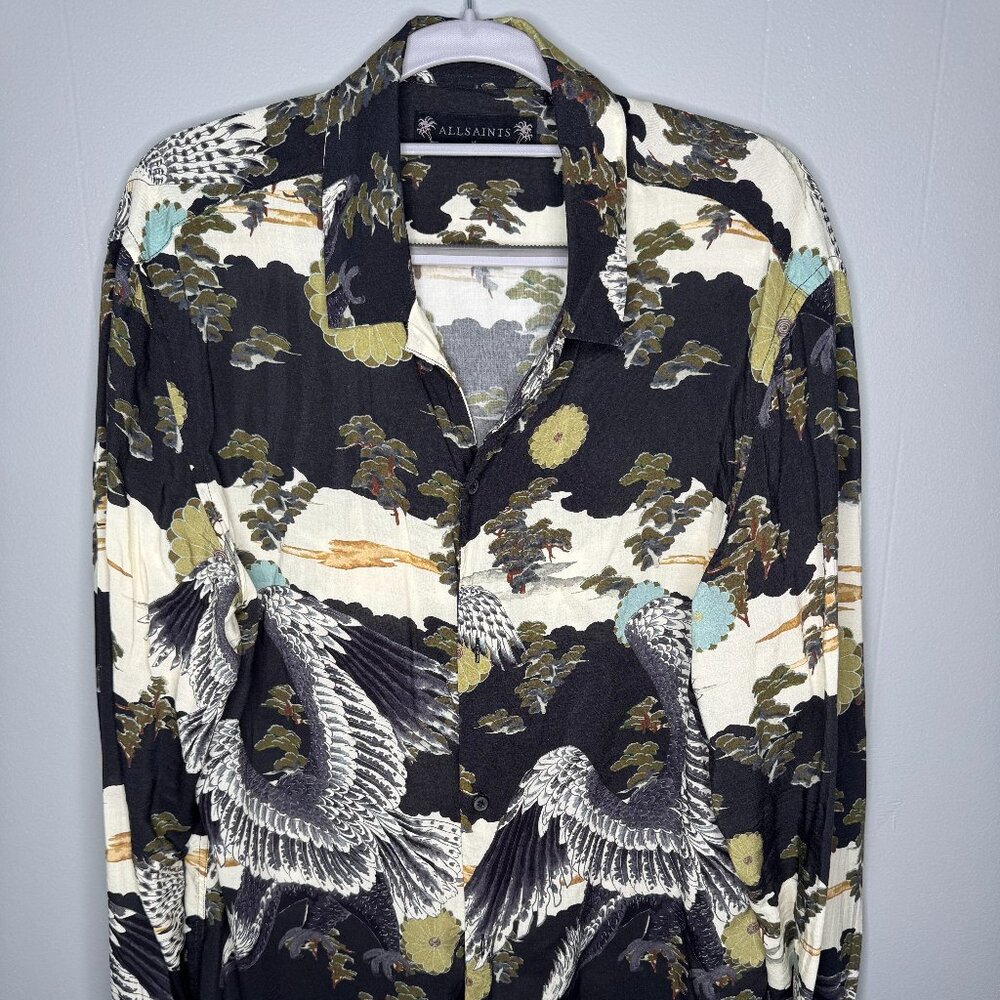 All Saints Standard Fit Eagle Long Sleeve Button Down Shirt